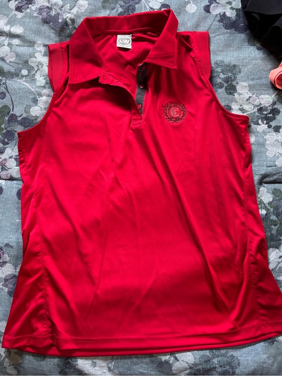 Tops - Sleeveless Polo Top in Red